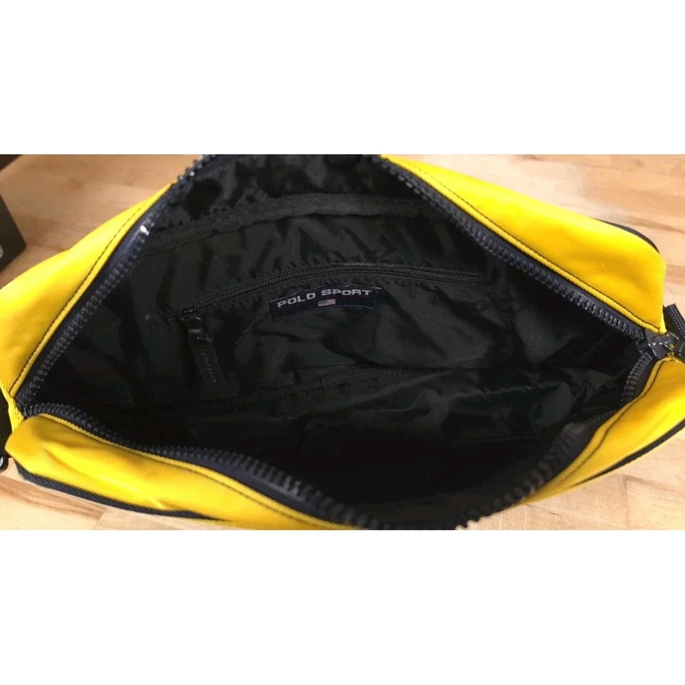 Polo Sport Ralph Lauren Blue Yellow Colorblock Messenger Bag Crossbody 12 Inch
